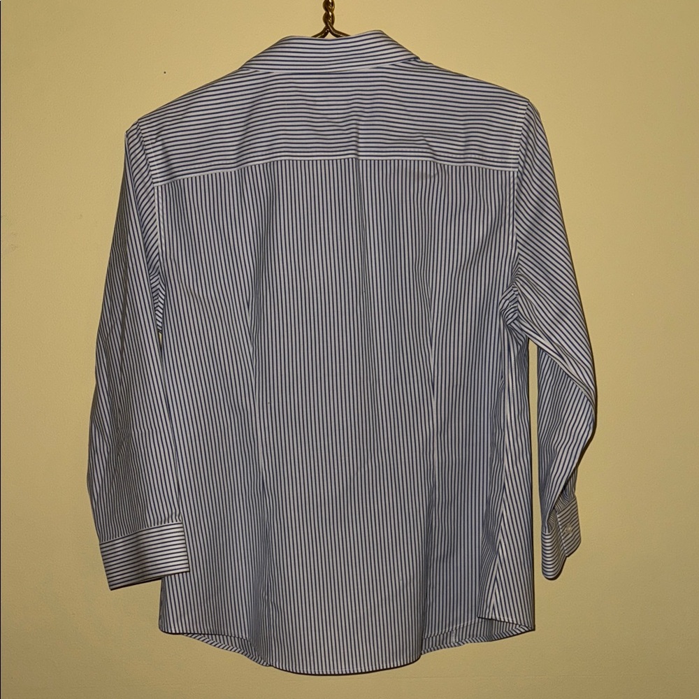 Talbots Striped Blue Button Down - image 8